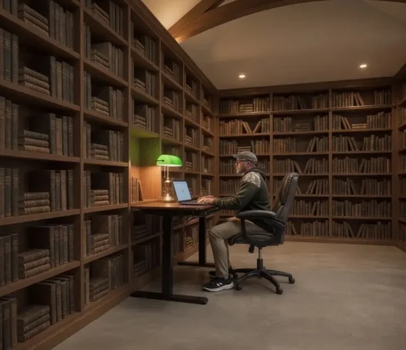 C.L. Kan writing his Grimdark Fantasy novel in his study.